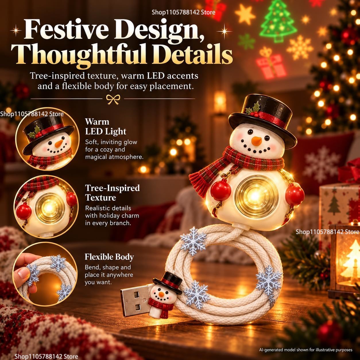 Christmas Snowman USB Christma - огляд і ціна Lighting Christmas Decor